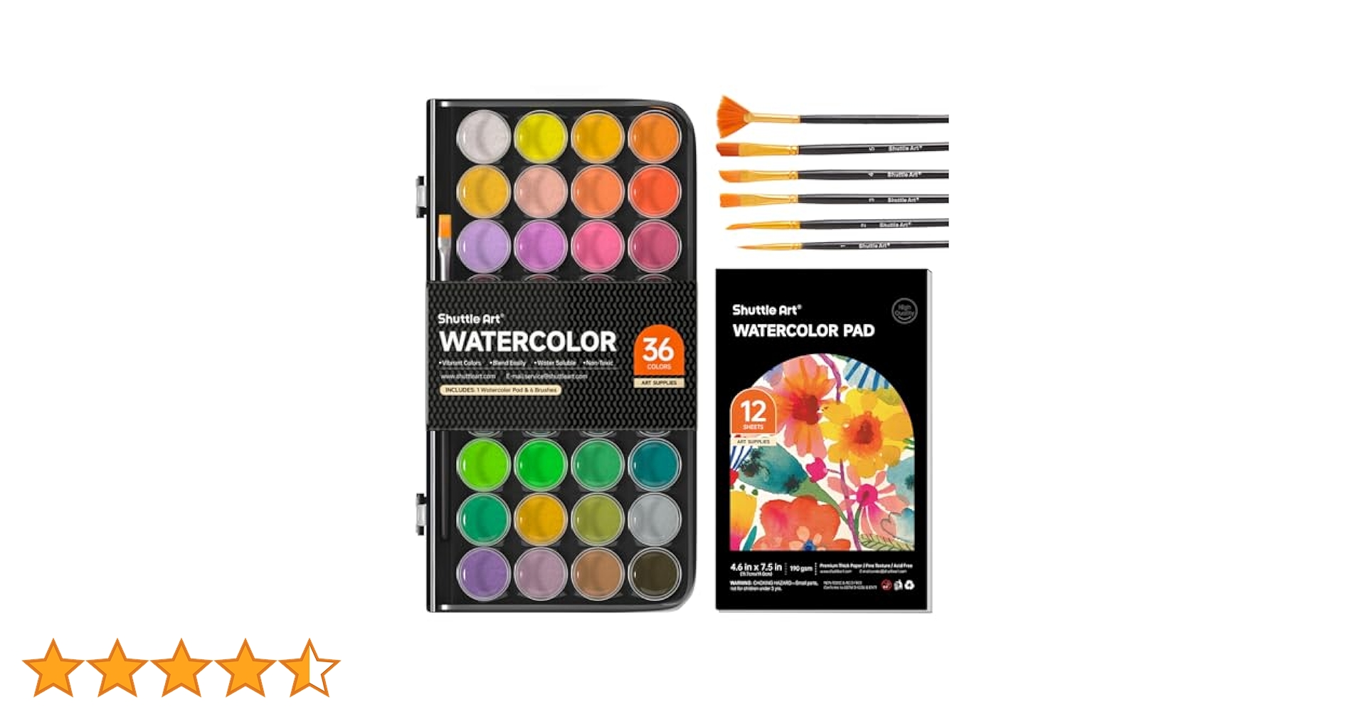 Amazon | Shuttle Art 固形水彩 絵の具 36色セット 固体水彩